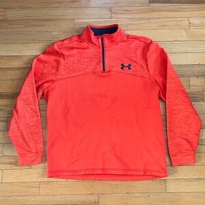 Under Armour Cold Gear Men's Loose 1/4 Zip Fleece Pullover Orange Blue Comfort